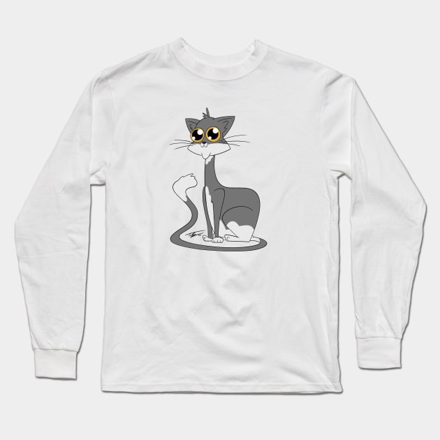 Gray Cat Long Sleeve T-Shirt by Tuckerjoneson13